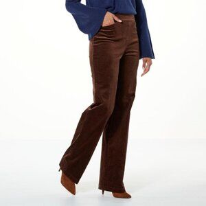 DG2 by Diane Gilman Stretch Velvet Pull On Trouser Size 26W Espresso Brown NEW